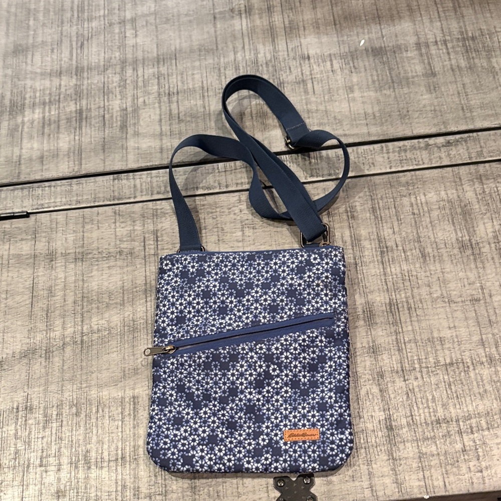 Eddie Bauer Blue Floral Crossbody Bag
